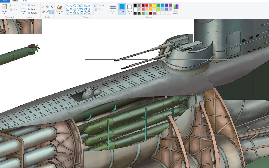 Stalin's super submarine P-2 sketch in MS Paint