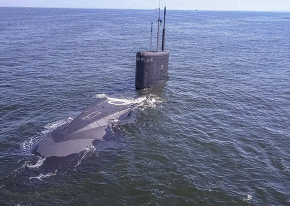 Russian Navy KILO class submarine in Black Sea