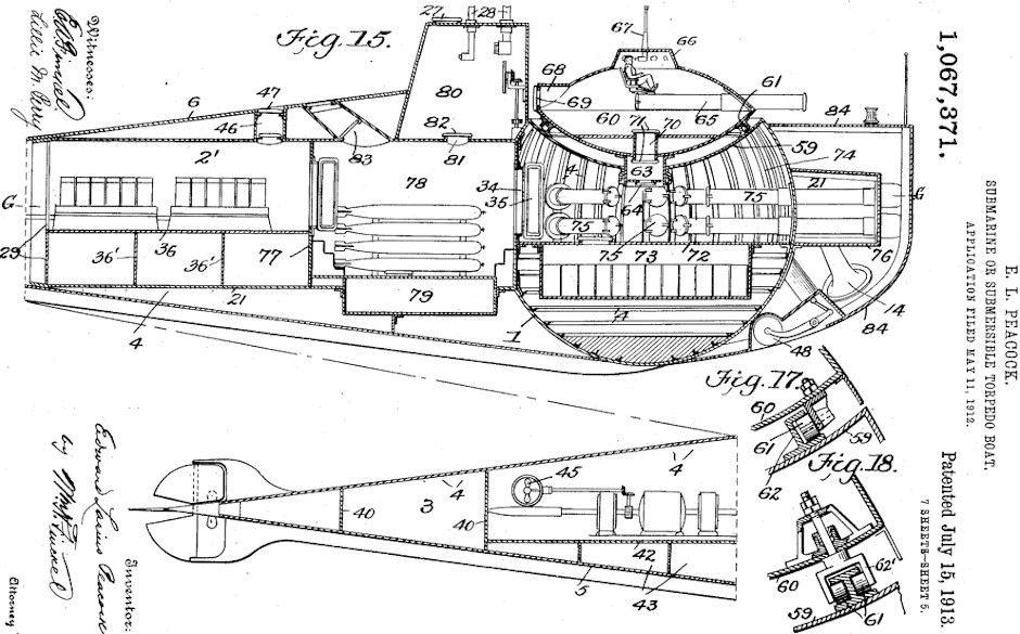 Lake Submarine Patent of 1913